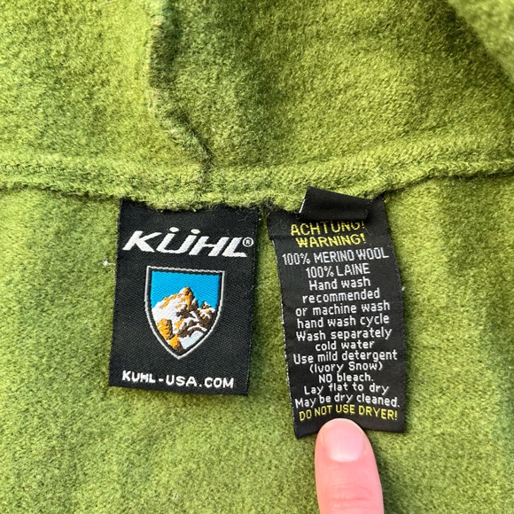 Kuhl Merino Wool Full Zip Hooded Sweater Green XS - Picture 2 of 8